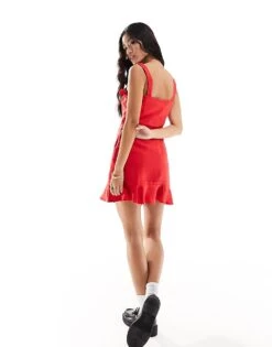 Mango Frill Detail Mini Dress In Red For Women -Mango Sales 203774069 3