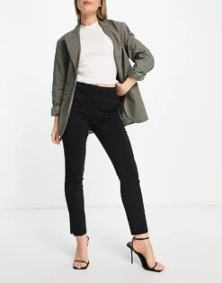 Mango Tailored Slim Leg Trousers In Black For Women -Mango Sales 203821613 3