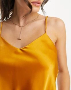Mango Satin Cami In Orange For Women -Mango Sales 204167800 3