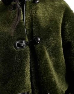 Mango Shearling Jacket In Green For Women -Mango Sales 205582945 4