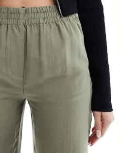 Mango Straight Leg Linen Trousers In Khaki For Women -Mango Sales 205836640 3
