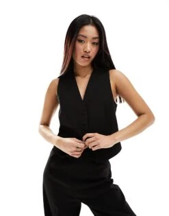 Mango Co-ord Waistcoat In Black For Women -Mango Sales 205865811 4