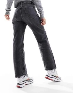 Mango Straight Leg Jeans In Washed Black For Women -Mango Sales 205865887 3