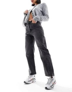 Mango Straight Leg Jeans In Washed Black For Women -Mango Sales 205865887 5