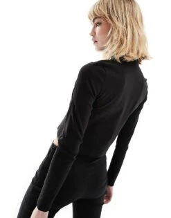 Mango Tech Zip Front Co-ord Jacket In Black For Women -Mango Sales 206059485 4