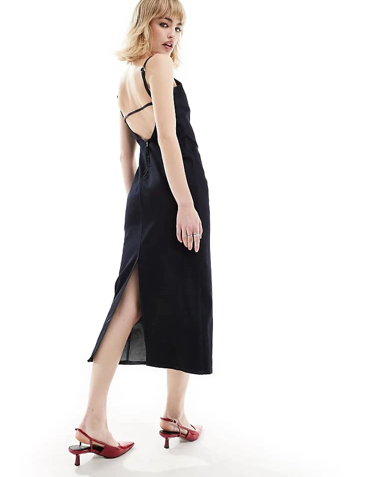 Mango Denim Halterneck In Black For Women Dark Blue 4 Mango Denim Halterneck In Black For Women Dark Blue - Image 4