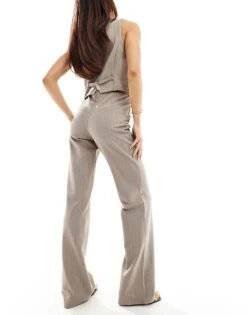 Mango Thin Pinstripe Co-ord Trousers In Light Grey For Women -Mango Sales 206108275 4