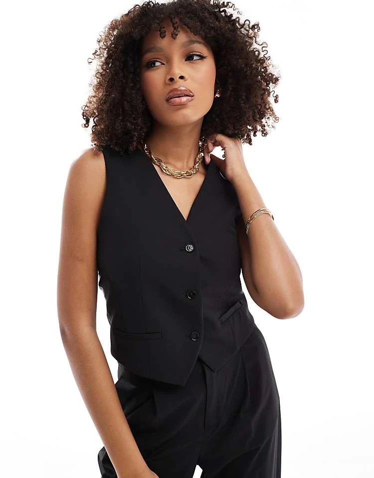 Mango Co-ord Dad Waistcoat In Black For Women 1 Mango Co-ord Dad Waistcoat In Black For Women