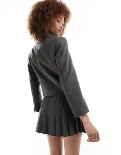 Mango Front Pocket Co-ord Blazer In Grey For Women -Mango Sales 206108340 4