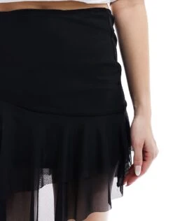 Mango Mixed Hem Mini Skirt In Black For Women -Mango Sales 206108348 2