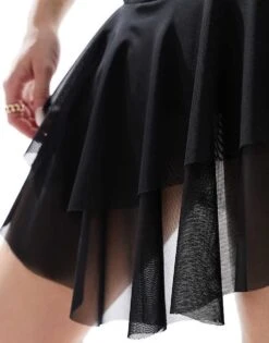Mango Mixed Hem Mini Skirt In Black For Women -Mango Sales 206108348 3