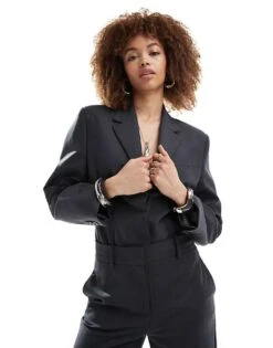 Mango Clean Co-ord Blazer In Petrol For Women