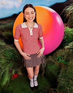 Mango Stripe Knitted Polo In Red And White For Women -Mango Sales 206108666 2