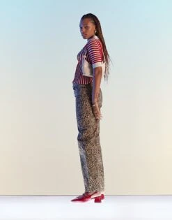 Mango Stripe Knitted Polo In Red And White For Women -Mango Sales 206108666 4