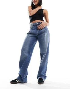 Mango Straight Leg Jeans With Pintuck Detail In Blue For Women -Mango Sales 206109078 3