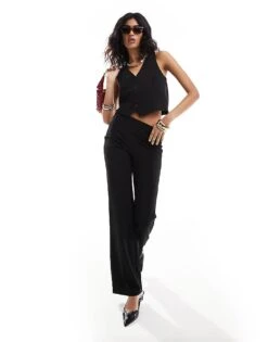Mango Flared Co-ord Trousers In Black For Women