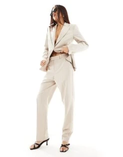 Mango Slim Co-ord Trousers In Stone For Women -Mango Sales 206142352 1 stone 1