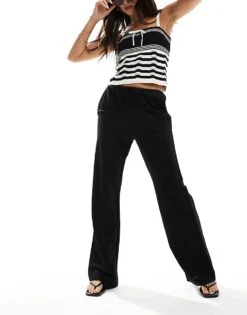 Mango Lightweight Slouchy Trouser In Black For Women -Mango Sales 206319320 3