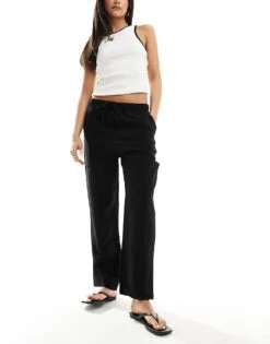 Mango Drawstring Slim Trouser In Black For Women -Mango Sales 206319457 1 black 1