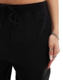 Mango Drawstring Slim Trouser In Black For Women -Mango Sales 206319457 5