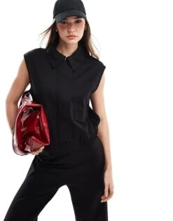 Mango Co-ord Utility Waistcoat And Straight Leg Trousers Set In Black -Mango Sales 206319541 1 black