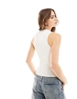 Mango Button Front Vest In Beige For Women -Mango Sales 206319600 4