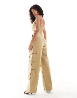 Mango Utility Bandeau Jumpsuit In Tan For Women -Mango Sales 206319615 2