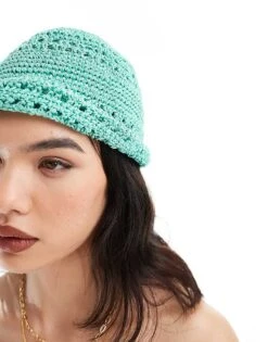 Mango Crochet Hat In Green For Women -Mango Sales 206320203 3