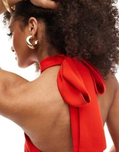 Mango Halter Neck Dress In Red For Women -Mango Sales 206320213 4