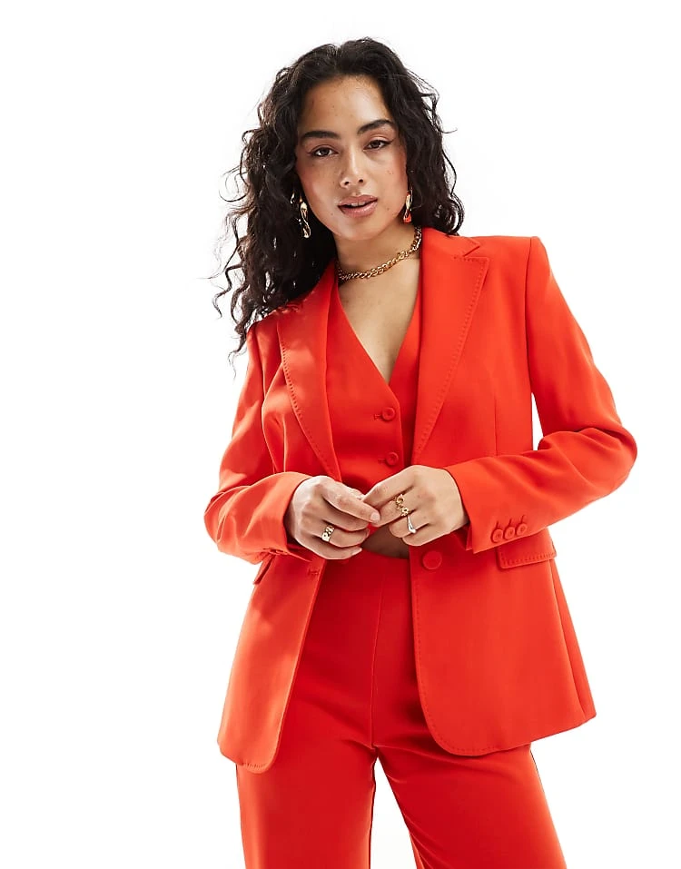 Mango Co-ord Blazer In Red For Women 1 Mango Co-ord Blazer In Red For Women