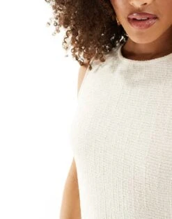 Mango Tailored Sleeveless Mini Dress In White For Women -Mango Sales 206320349 4