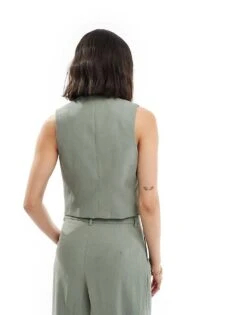 Mango Lightweight Co-ord Waistcoat In Light Green For Women -Mango Sales 206320379 3