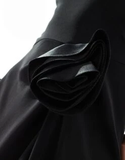 Mango 3D Flower One Shoulder Mini Dress In Black For Women -Mango Sales 206320433 3