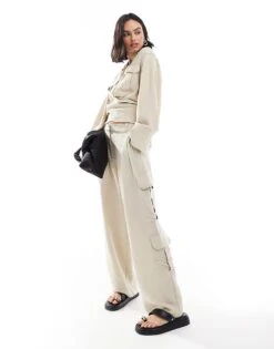 Mango Relaxed Straight Leg Co-ord Trousers In Beige For Women -Mango Sales 206320963 1 beige 1