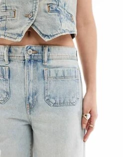 Mango Pocket Detail Wide Leg Jeans In Light Blue For Women -Mango Sales 206322199 5