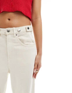 Mango Adjustable Waist Straight Leg Jeans In White For Women -Mango Sales 206322573 3