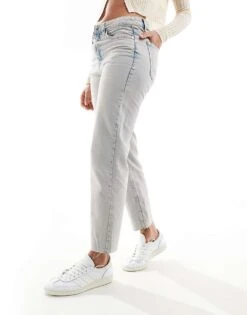 Mango Straight Leg Raw Hem Jean In Light Blue For Women -Mango Sales 206322685 4