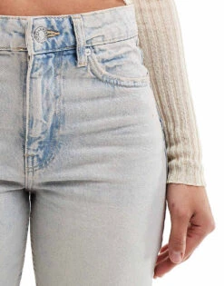 Mango Straight Leg Raw Hem Jean In Light Blue For Women -Mango Sales 206322685 5