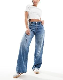 Mango Ridge Edge Straight Leg Jeans In Blue For Women -Mango Sales 206323004 1 blue 1