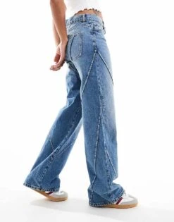 Mango Ridge Edge Straight Leg Jeans In Blue For Women -Mango Sales 206323004 4