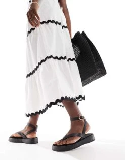 Mango Thong Sandal In Black For Women -Mango Sales 206343560 3