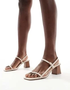 Mango Square Toe Heeled Sandal In White For Women -Mango Sales 206343588 3
