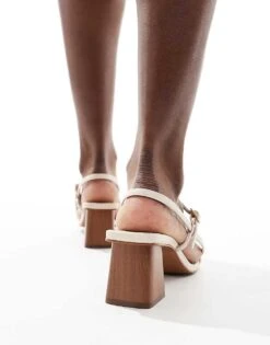 Mango Square Toe Heeled Sandal In White For Women -Mango Sales 206343588 4