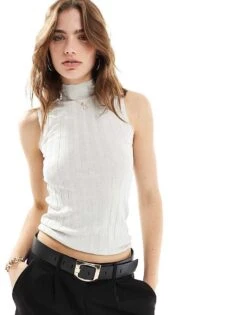 Mango Sleeveless High Neck Vest Top In White For Women -Mango Sales 206391694 1 white 1