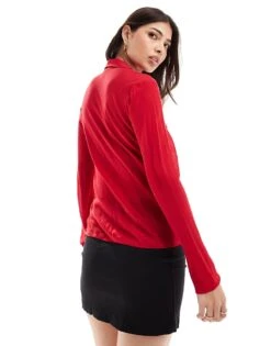 Mango Ruffle Front Blouse In Red For Women -Mango Sales 206391709 4