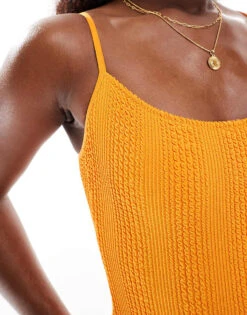 Mango Textured Swimsuit In Orange For Women -Mango Sales 206473839 3
