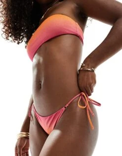Mango Tie Side Sunrise Bikini Bottom In Orange For Women -Mango Sales 206473896 4