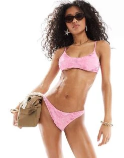 Mango Textured Bikini Bottom In Light And Mid Pink For Women -Mango Sales 206473953 1 pink 1