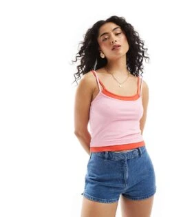 Mango Double Cami Top In Red And Pink For Women -Mango Sales 206474021 1 pink 1