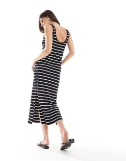 Mango Stripe Midi Dress In Black For Women -Mango Sales 206563181 3